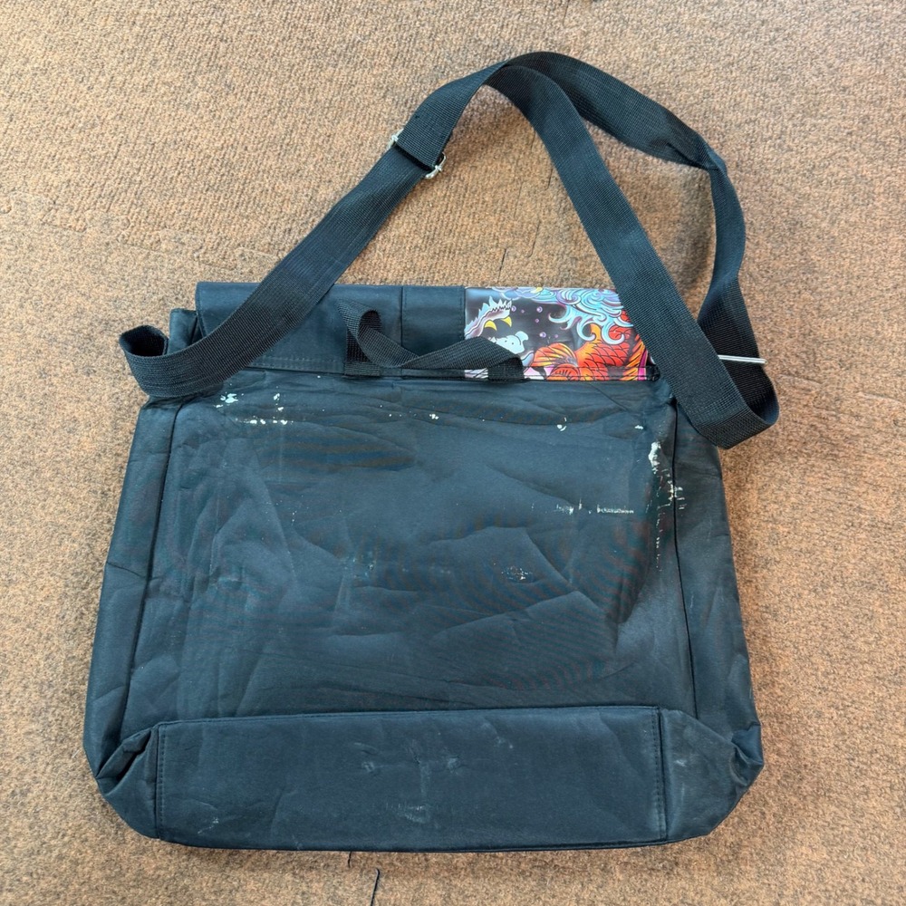 Ed Hardy Christian Audigier Tattoo Graphic Messenger Bag Black Skull Eagle Y2K - Picture 6 of 7